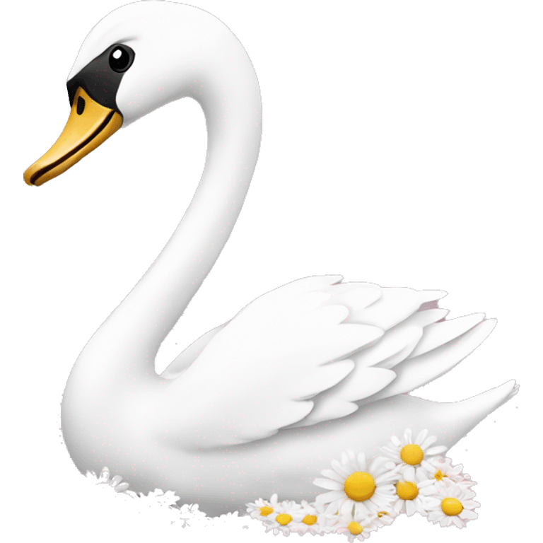 Swan with daisy flower pink emoji