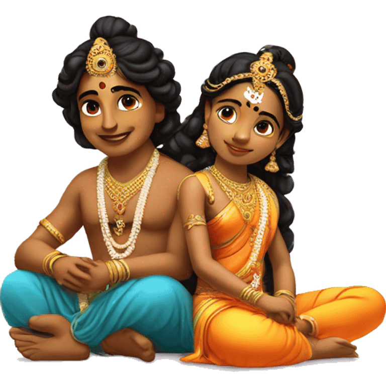 Radha krishna sit beside a boy emoji