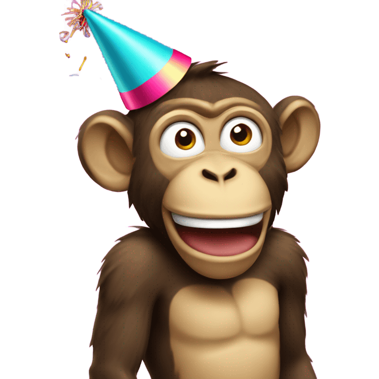 Party monkey with a party hat and a party popper emoji