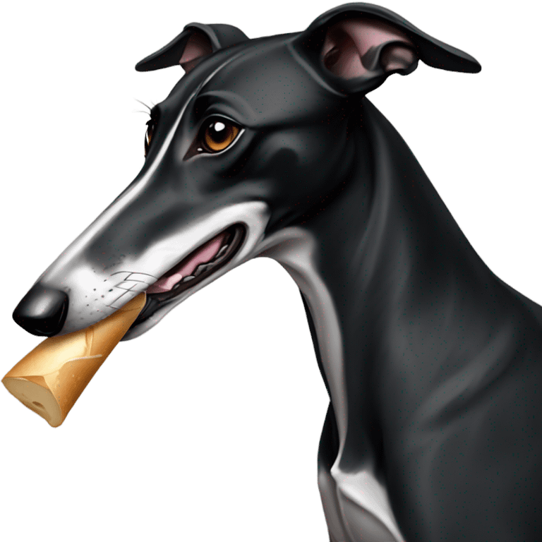 Black greyhound with baguette  emoji