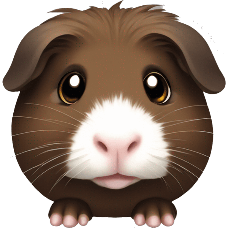 a cute dark brown guinea pig with a brown muzzle and a thin white line of hair between the eyes emoji