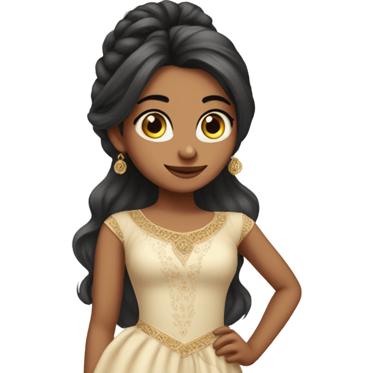 Priya girl wih big eye's long hairs an wearing lon gown emoji