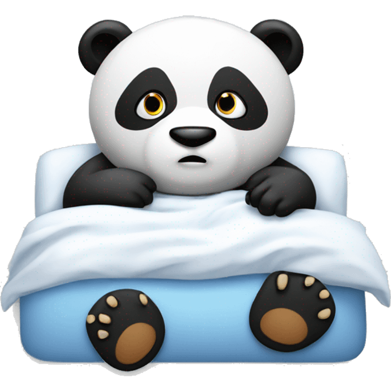 Panda with fever laying in bed being ill emoji