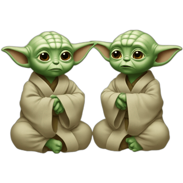 Deux bébés Yoda qui font un câlin emoji