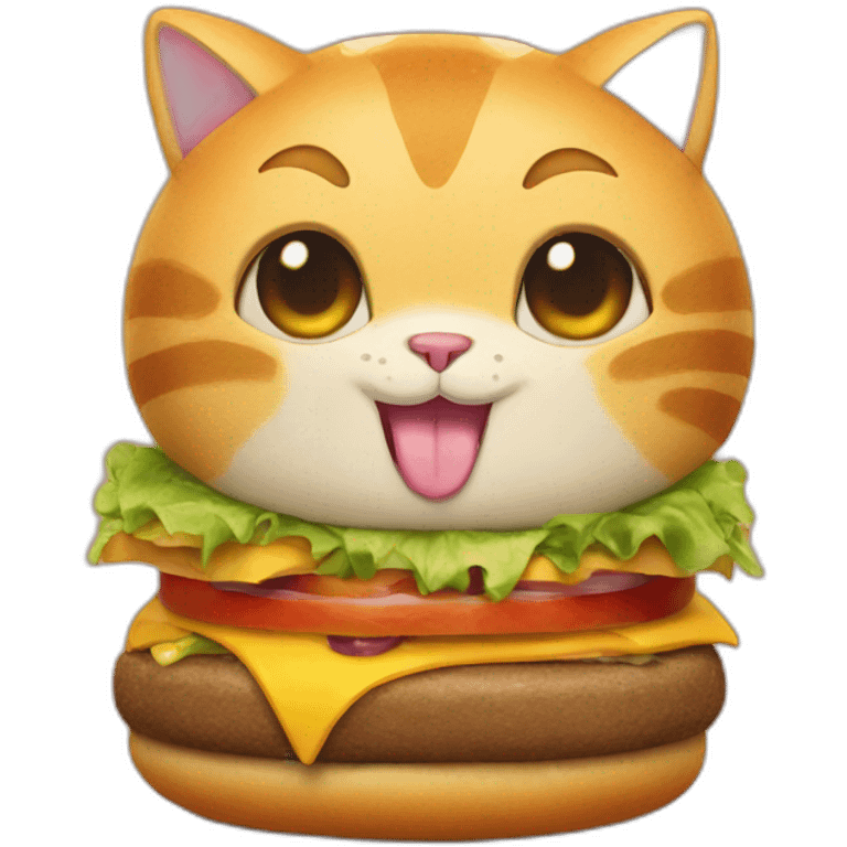 cat as a burger smiling emoji