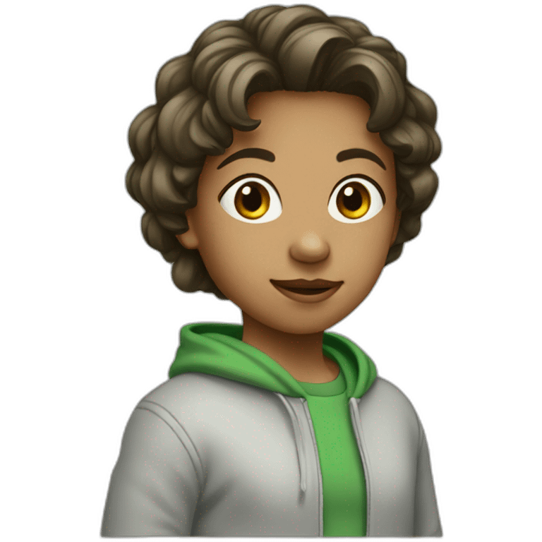 Girl-with-boy-haircut-and-green-hoodie emoji