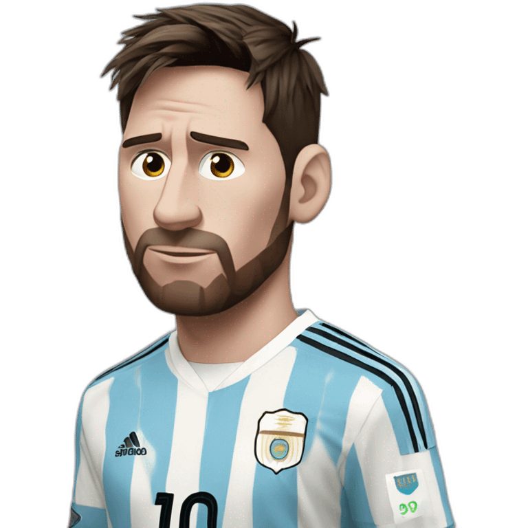 Messi With a look of sadness and loneliness in the clothes of the Argentine national team emoji