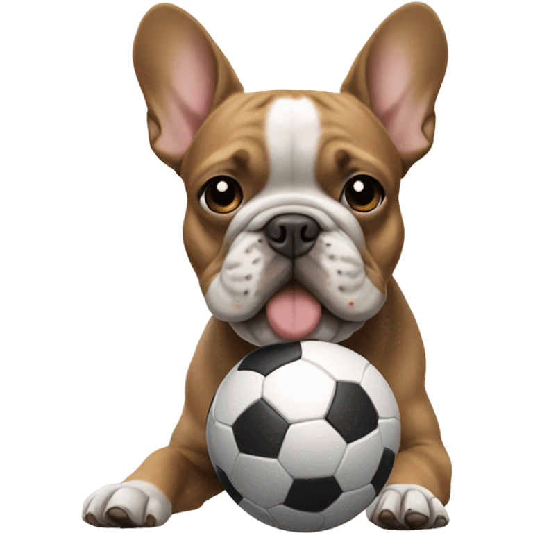 Frenchie playing soccer emoji