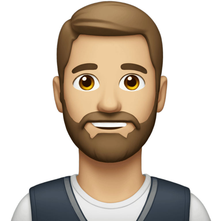 driving teacher with brown eyes with brown hairs and beard emoji