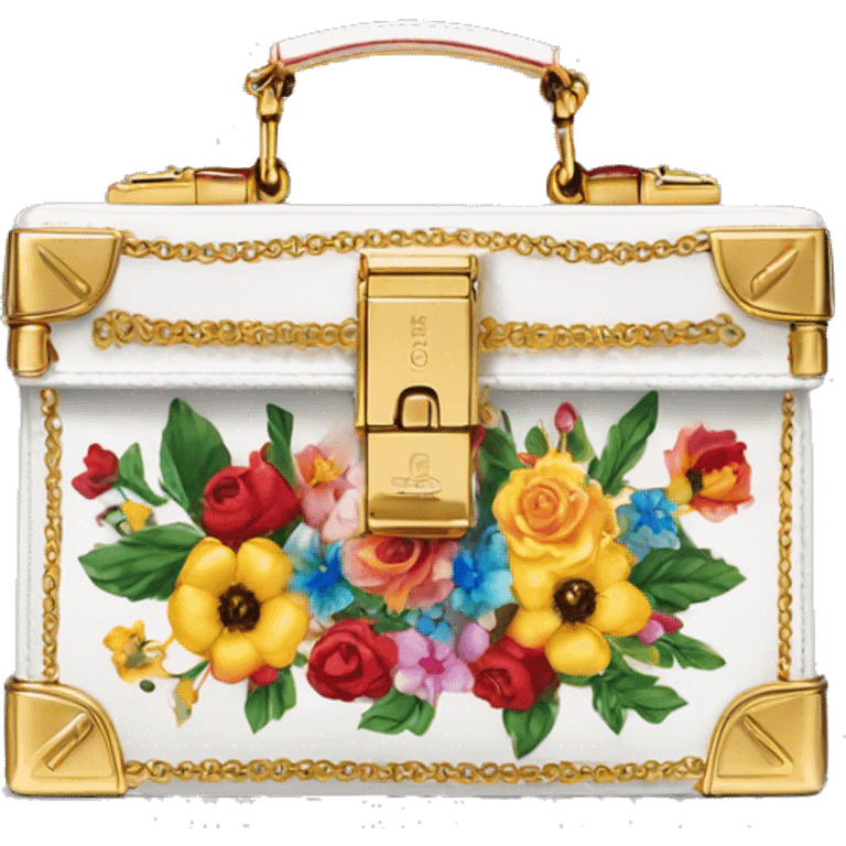 Dolce and Gabbana small box bag with colourful print and golden detais  emoji