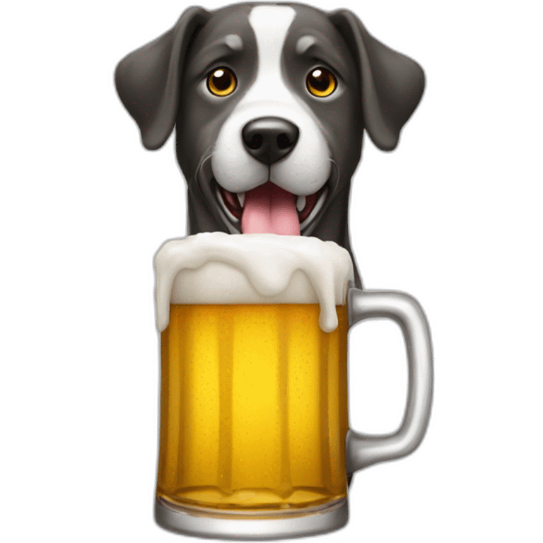 Un chien qui boit de la bière emoji