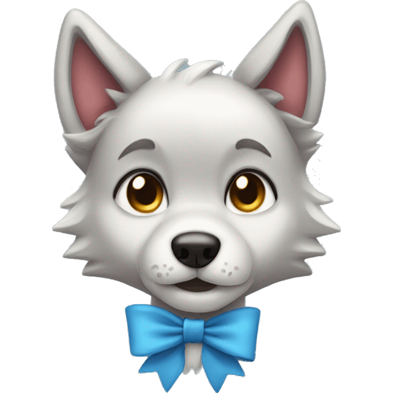 cute wolf wearing bow emoji