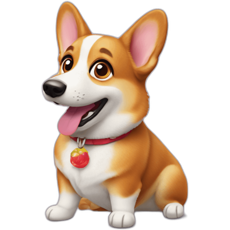 corgi dog with chupa chups emoji