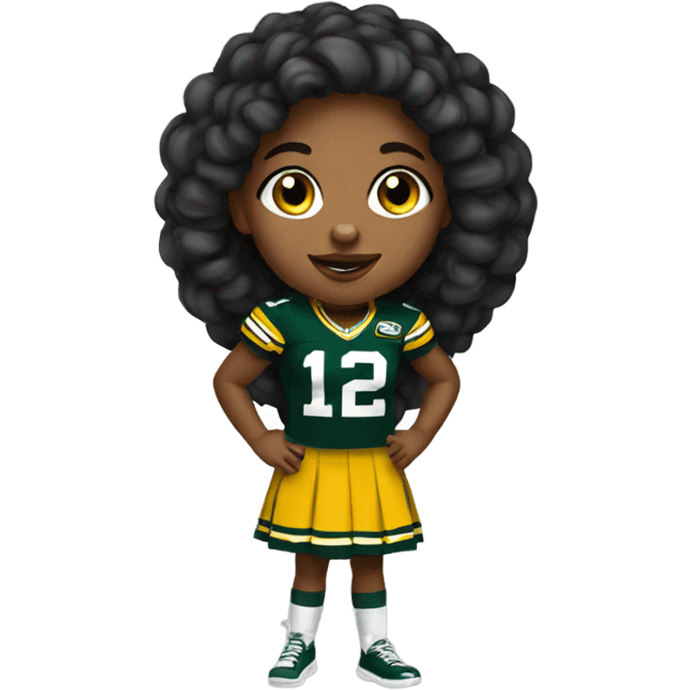 Cute girl wearing Green Bay packers emoji