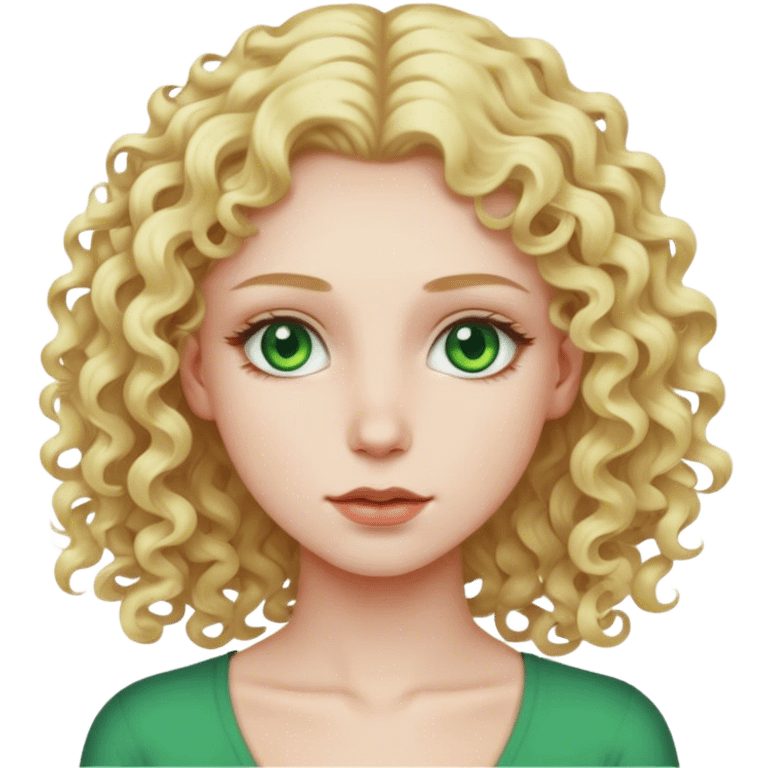 Tall curly blonde girl green eyes pale  emoji