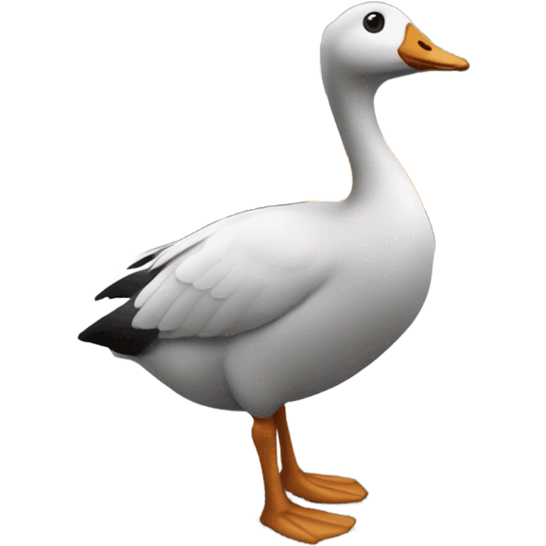 A goose standing next to a bus emoji