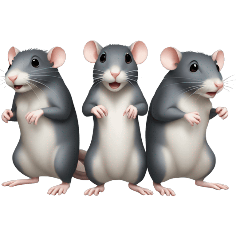 Three rats stand holding their legs emoji