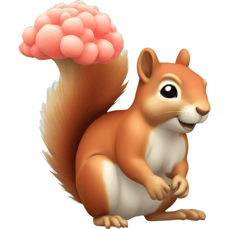 A round, pastel-toned squirrel with coral coloring emoji