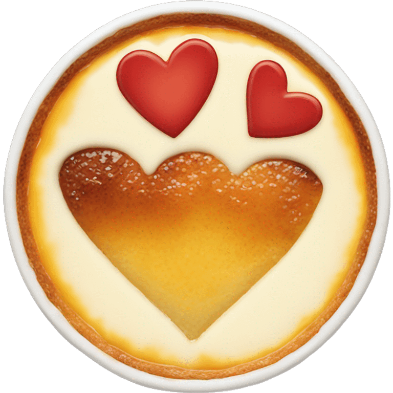 Crème brûlée with heart design emoji