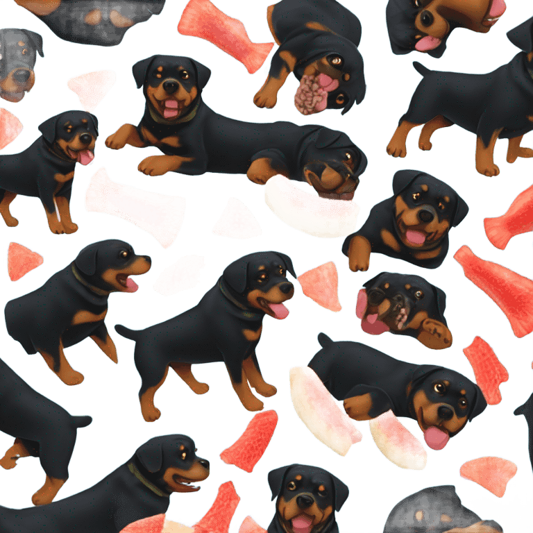 Rottweiler eating Swedish fish emoji