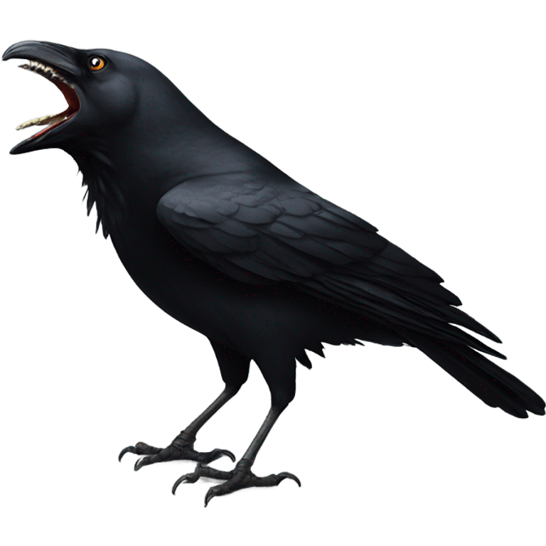 Black crow shouting ca caw emoji