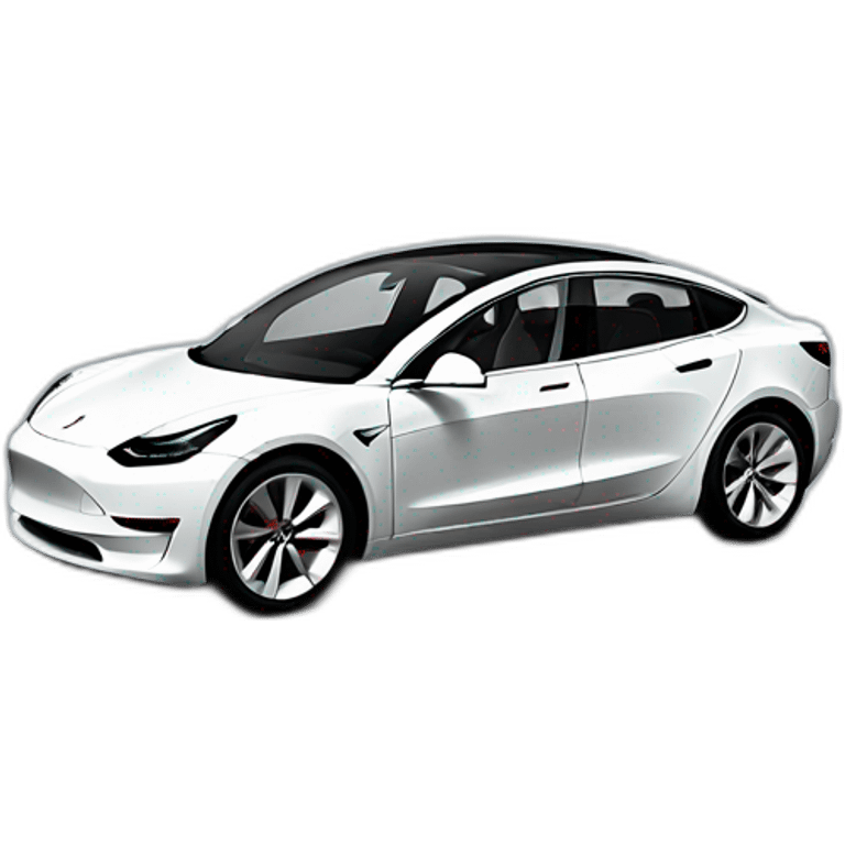 white tesla model 3 car sideways emoji