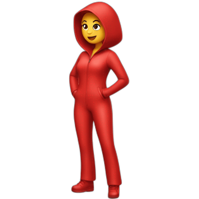 Emoji of hot woman in red rubber suit emoji