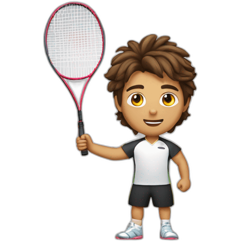 Jenue homme avec chauveux bruns jouant du badminton emoji