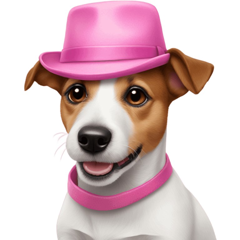 Jack Russell terrier dog in a pink hat  emoji