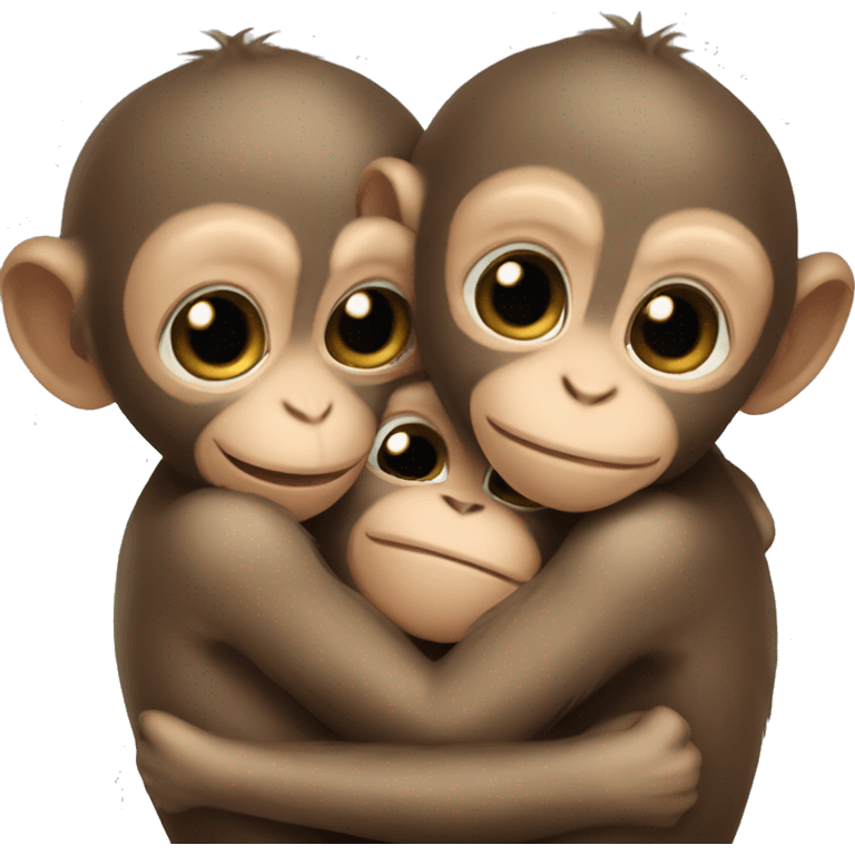 three baby monkeys hugging  emoji