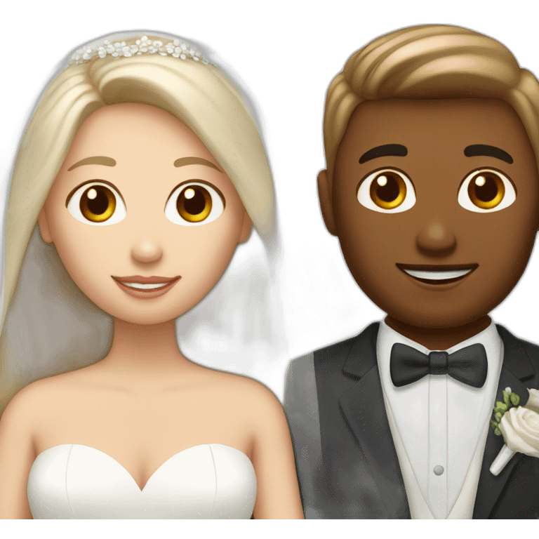 Tan brown hair woman and white blonde hair man getting married emoji