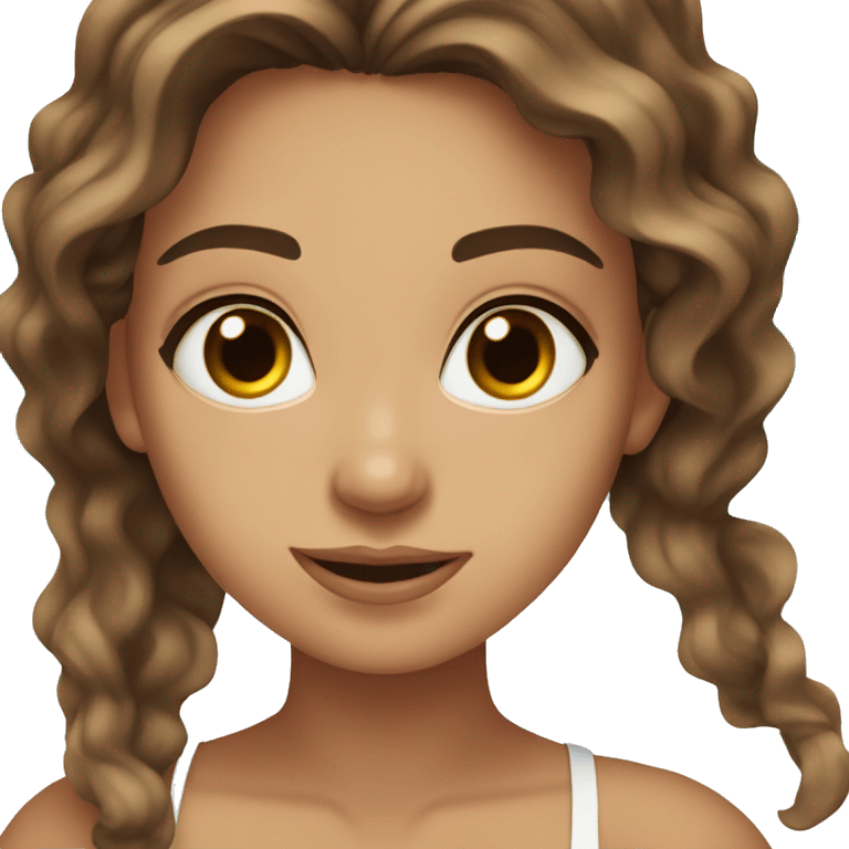 girl brown hair brown eyes tan wavy hair beach emoji