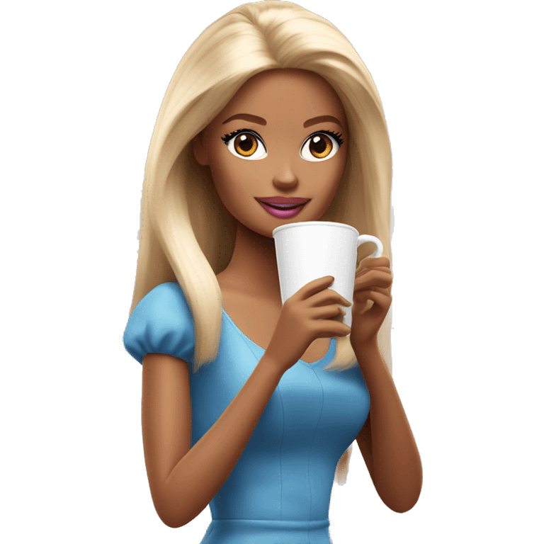 Barbie girl drinking coffee  emoji