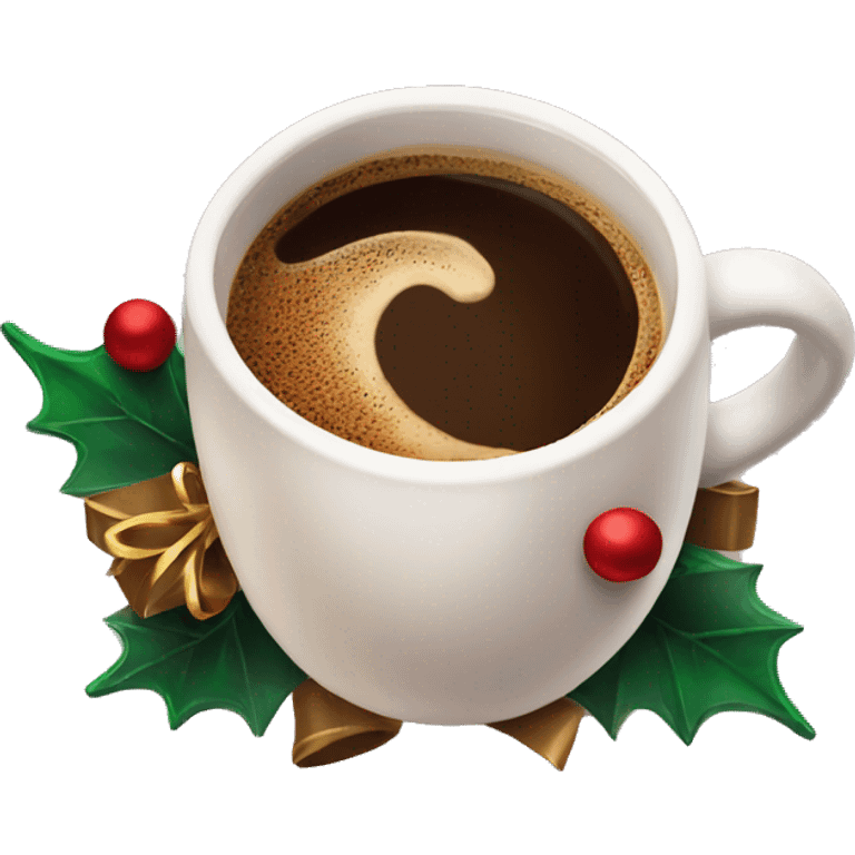 Cup of coffee with christmas decoration emoji