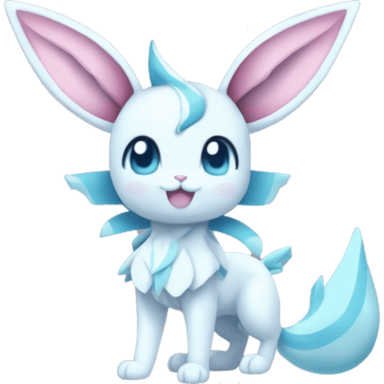 Kawaii Sylveon-Glaceon-Vaporeon-Pokémon full body emoji