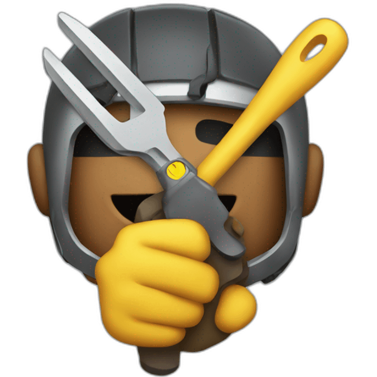 incredible super hero holding a tool emoji