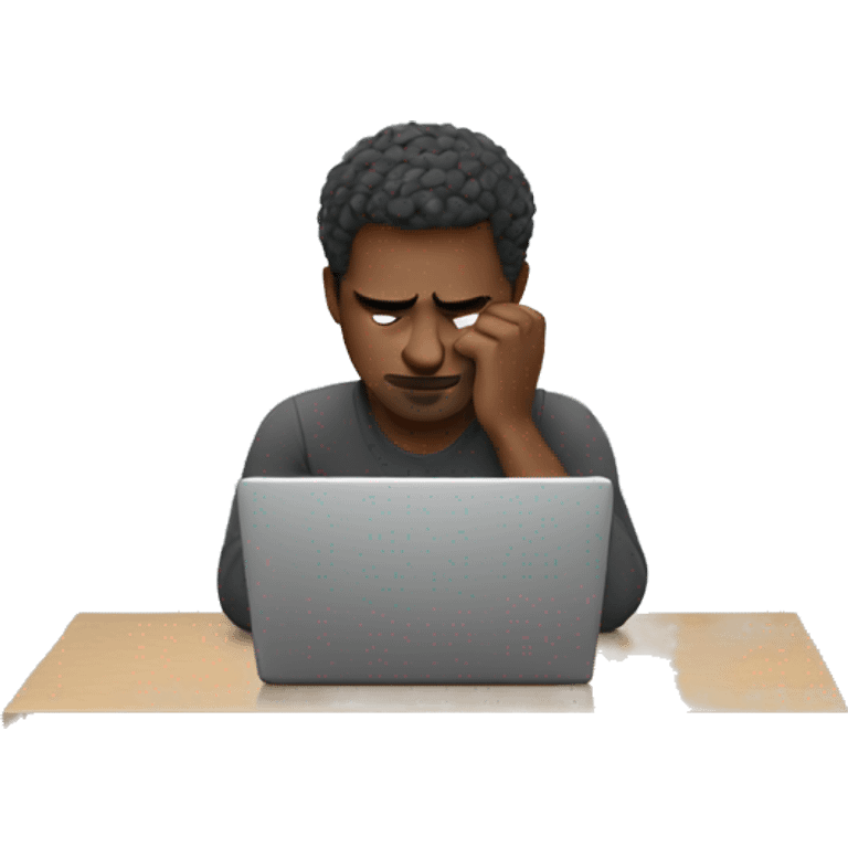 Man thinking and focus working with an laptop  emoji