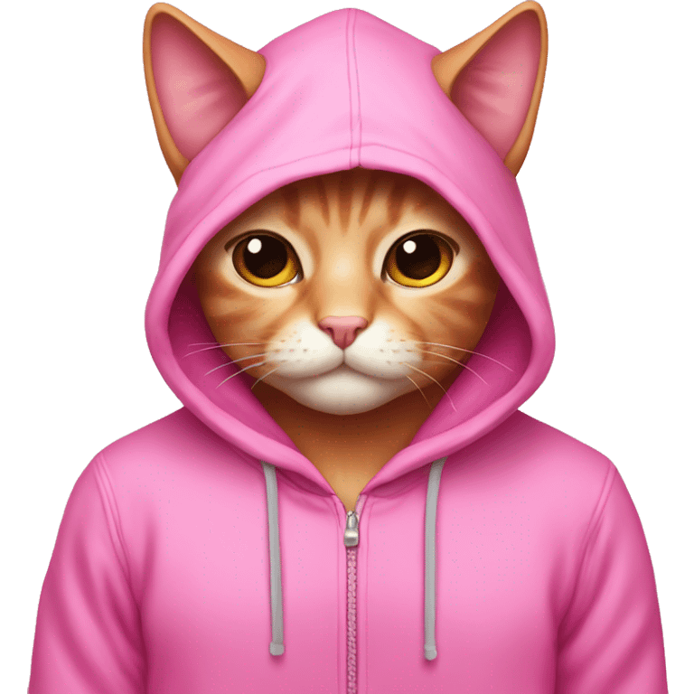 Pink cat with pink hoddie emoji