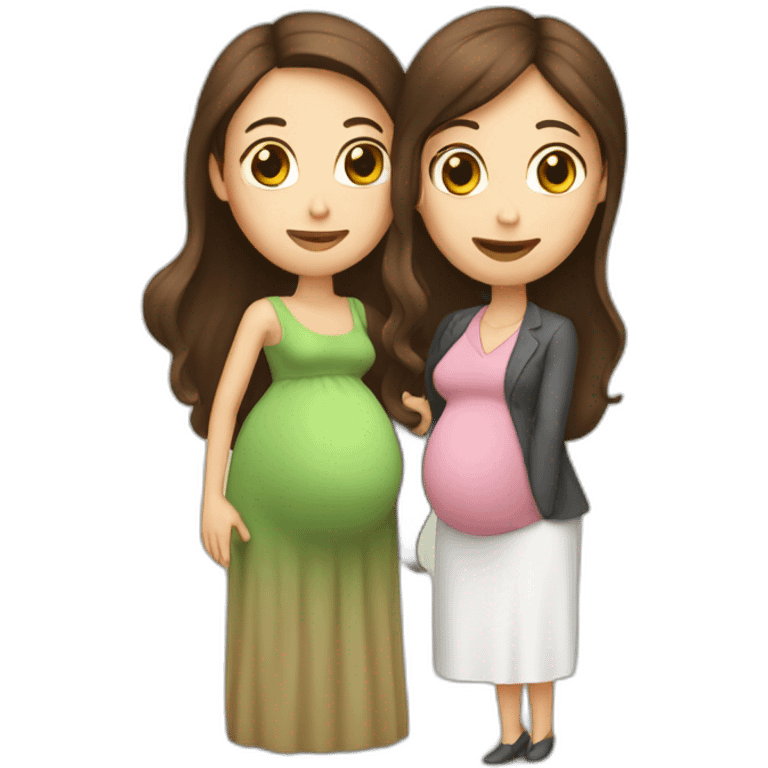 Long brown hair lady with her pregnant teacher wife emoji