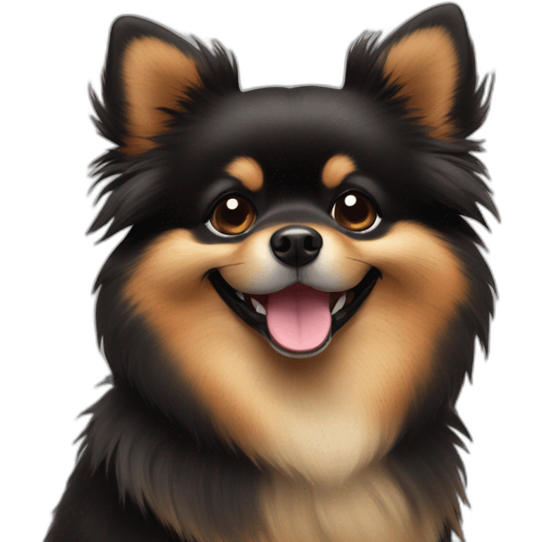 smiling black and tan cute pomeranian emoji