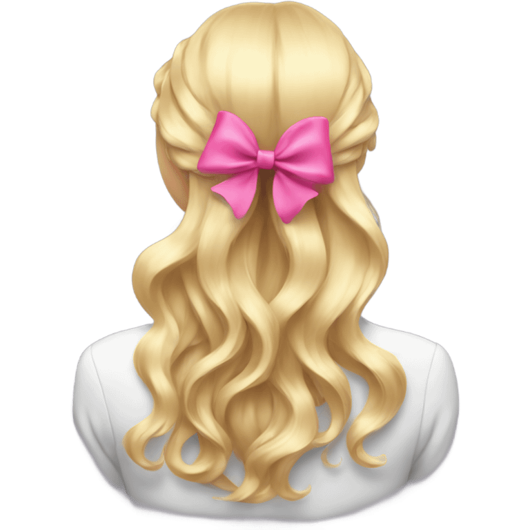 blonde open hair from behind with a pink bow emoji