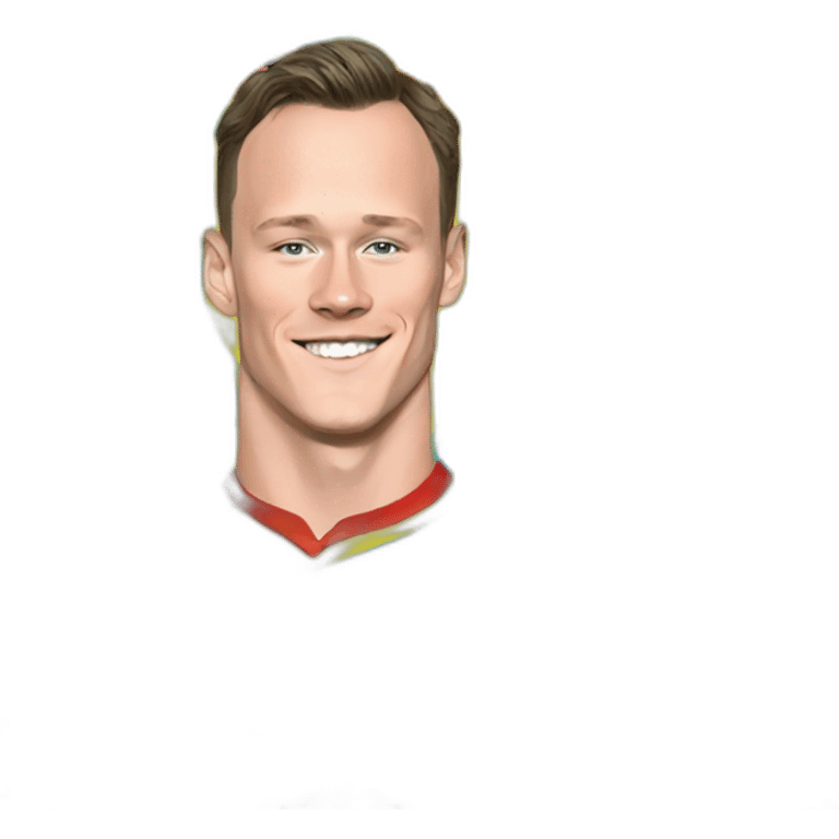 Jonathan Toews inside a rainbow heart emoji