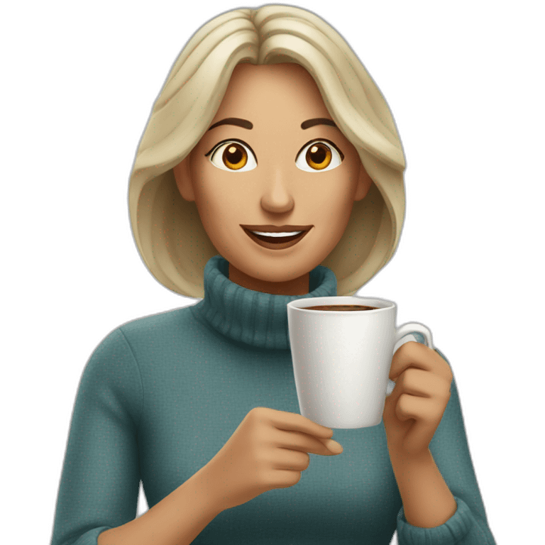 mid age woman drinking coffee emoji