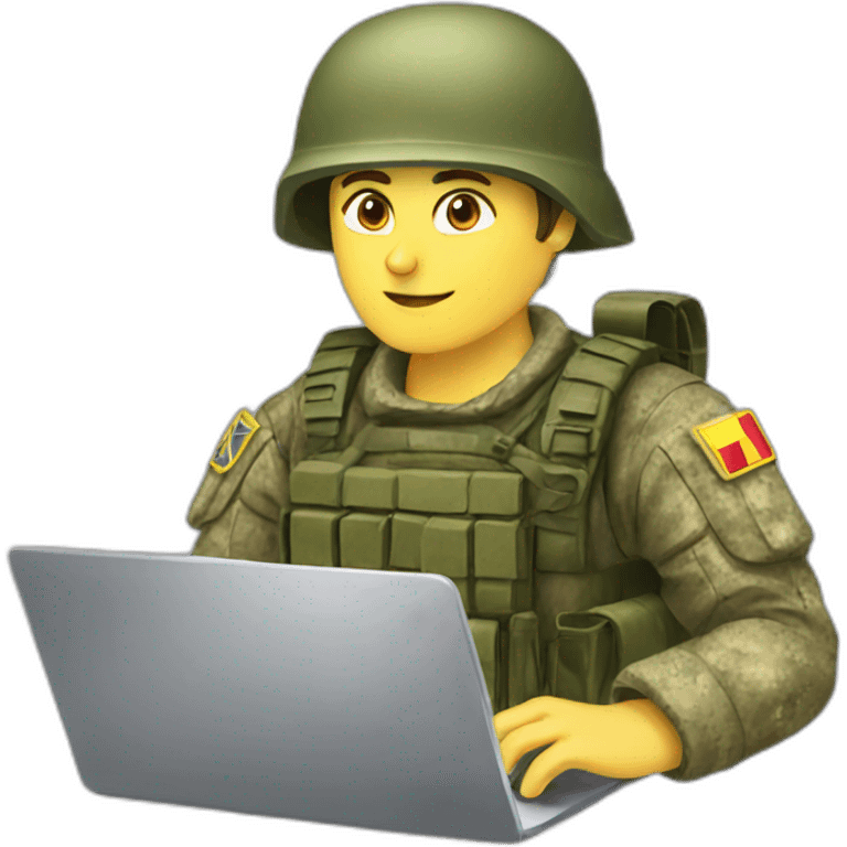 ukrainain-soldier-coding-with-laptop emoji