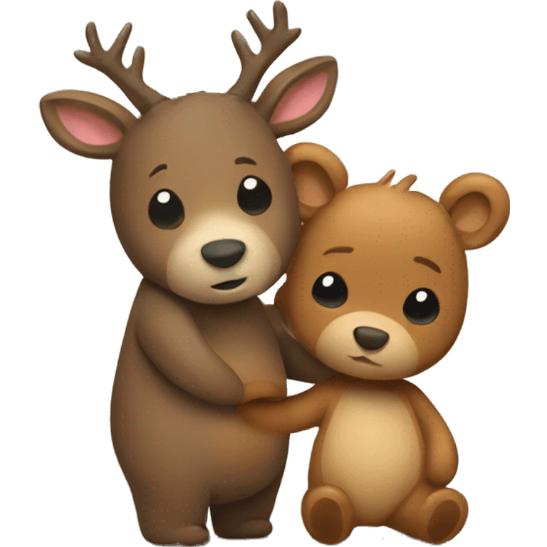 deer and bear cuddling emoji