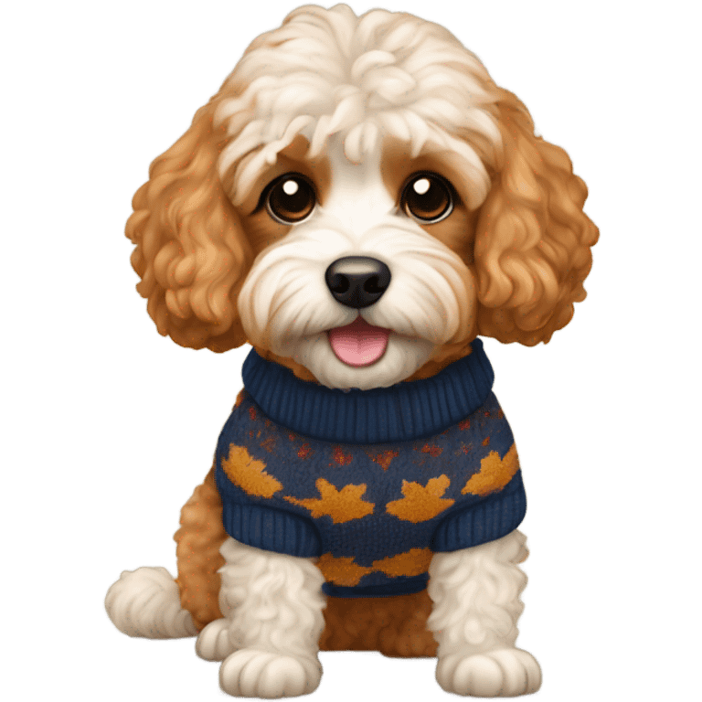 Cavapoo wearing a fall sweater  emoji