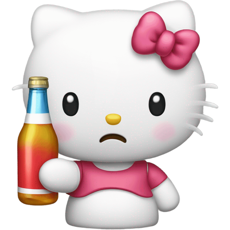 Hello kitty depressed tears with alcohol hello kitty emoji