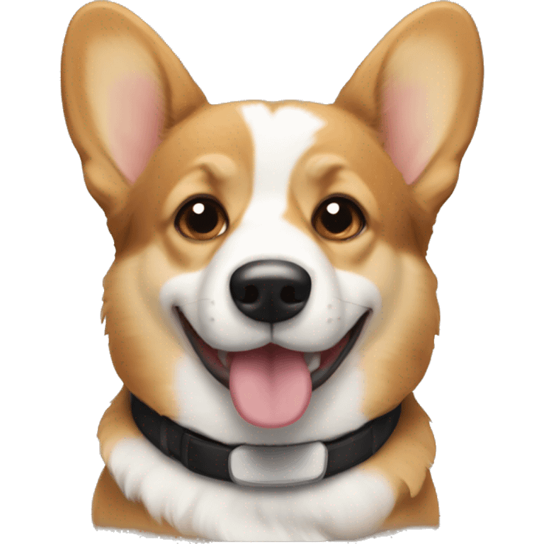 Black, tan, and white corgi emoji