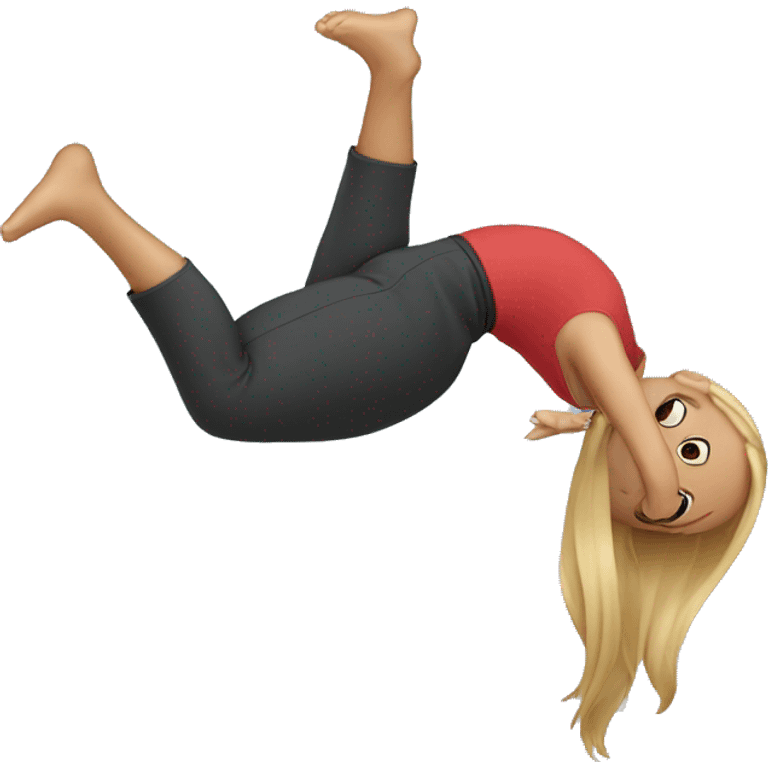 A girl doing a back flip emoji