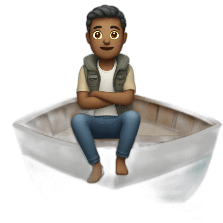 Man sitting on boat emoji